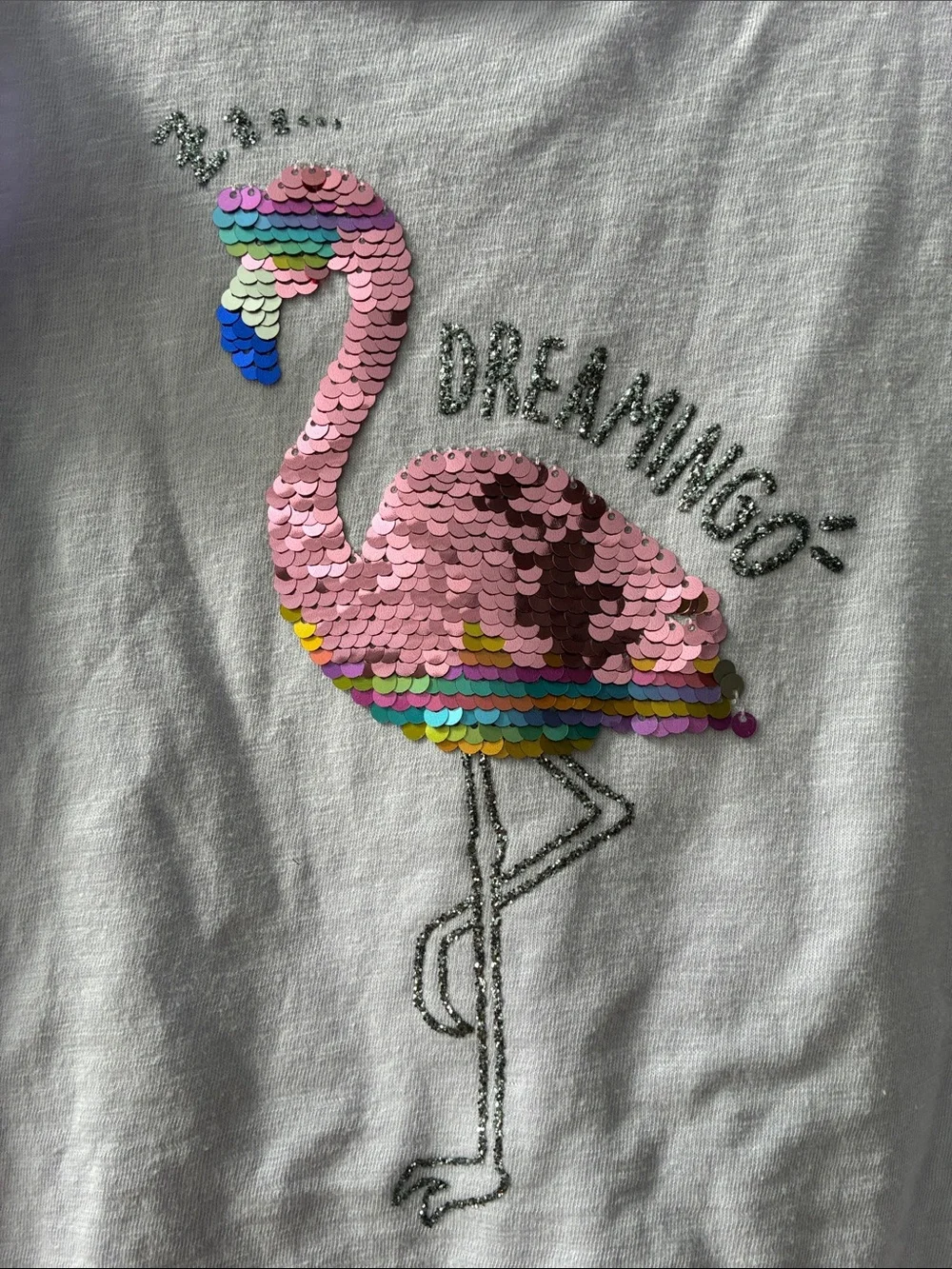 Lavender Kids' Dreaming Flamingo Reversible Sequin Tee